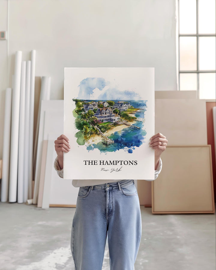 The Hamptons Wall Art, Montauk Print, Hamptons Watercolor Art, The Hamptons NY Gift, Travel Print, Travel Poster, Housewarming Gift