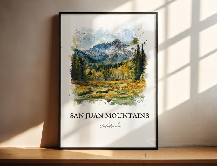 San Juan Mountains Art, Crystal Peak Print, Colorado Watercolor Art, San Juan Mountains Gift, Travel Print, Travel Poster, Housewarming Gift