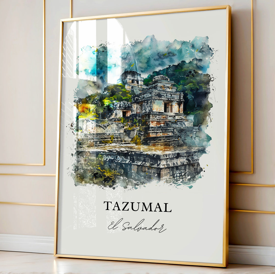 Tazumal, El Salvador – Watercolor Art Print