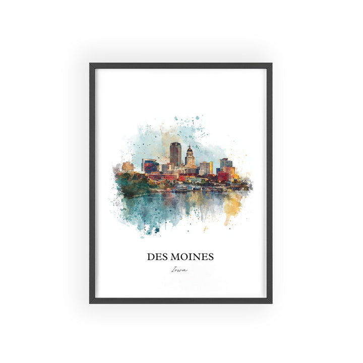 Des Moines, Iowa Wall Art, Des Moines Print, Iowa Watercolor Art, Iowa Gift, Travel Print, Travel Poster, Housewarming Gift