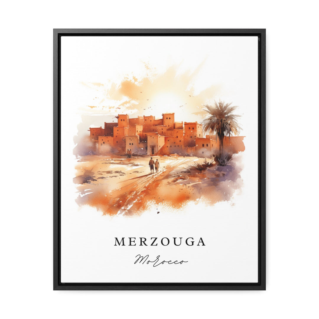 Merzouga traditional travel art - Morocco, Merzouga poster, Wedding gift, Birthday present, Custom Text, Personalised Gift