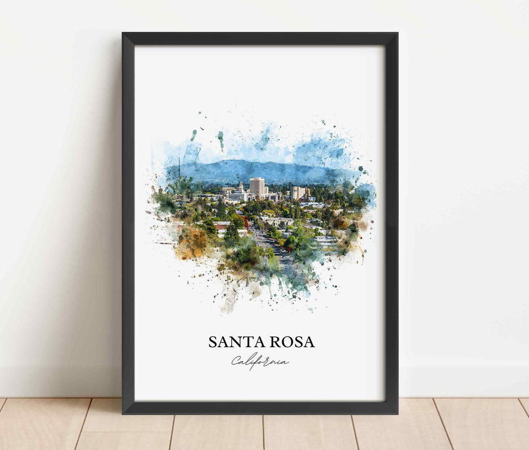 Santa Rosa, California – Watercolor Art Print