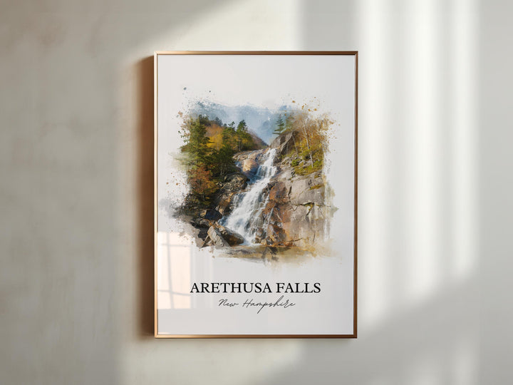 Arethusa Falls Wall Art, White Mountains Print, NH Watercolor Art, Arethusa Falls NH Gift, Travel Print, Travel Poster, Housewarming Gift