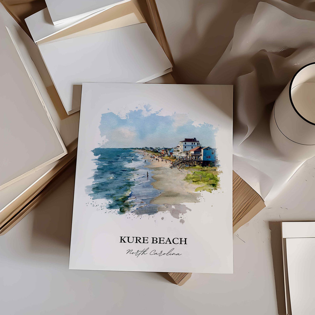 Kure Beach, North Carolina – Watercolor Art Print