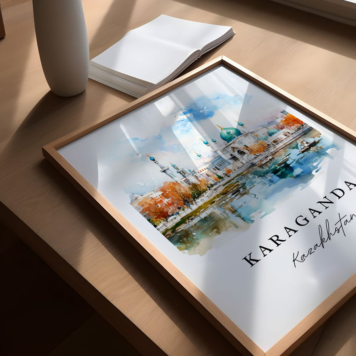 Karaganda wall art - Kazakhstan, Karaganda print, Wedding gift, Karaganda Birthday present, Custom Text, Perfect Gift