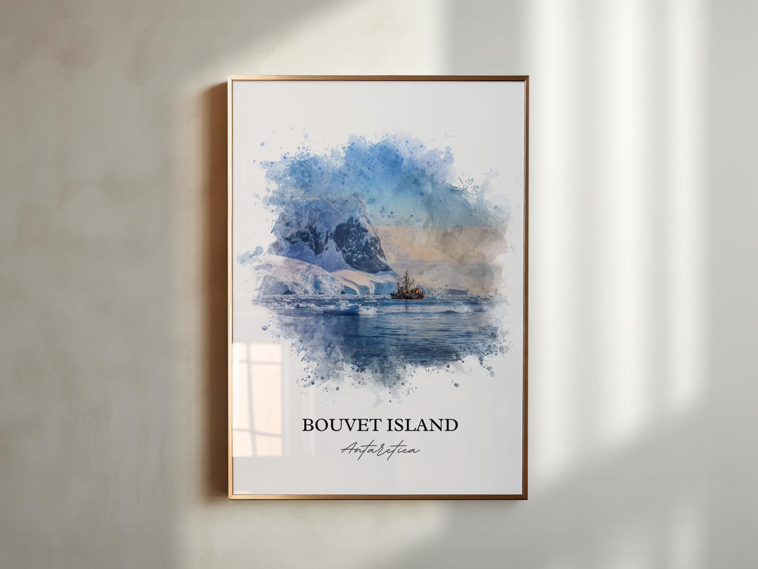 Bouvet Island Wall Art, Antarctica Print, Antarctica Watercolor Art, Bouvet Island Gift, Travel Print, Travel Poster, Housewarming Gift