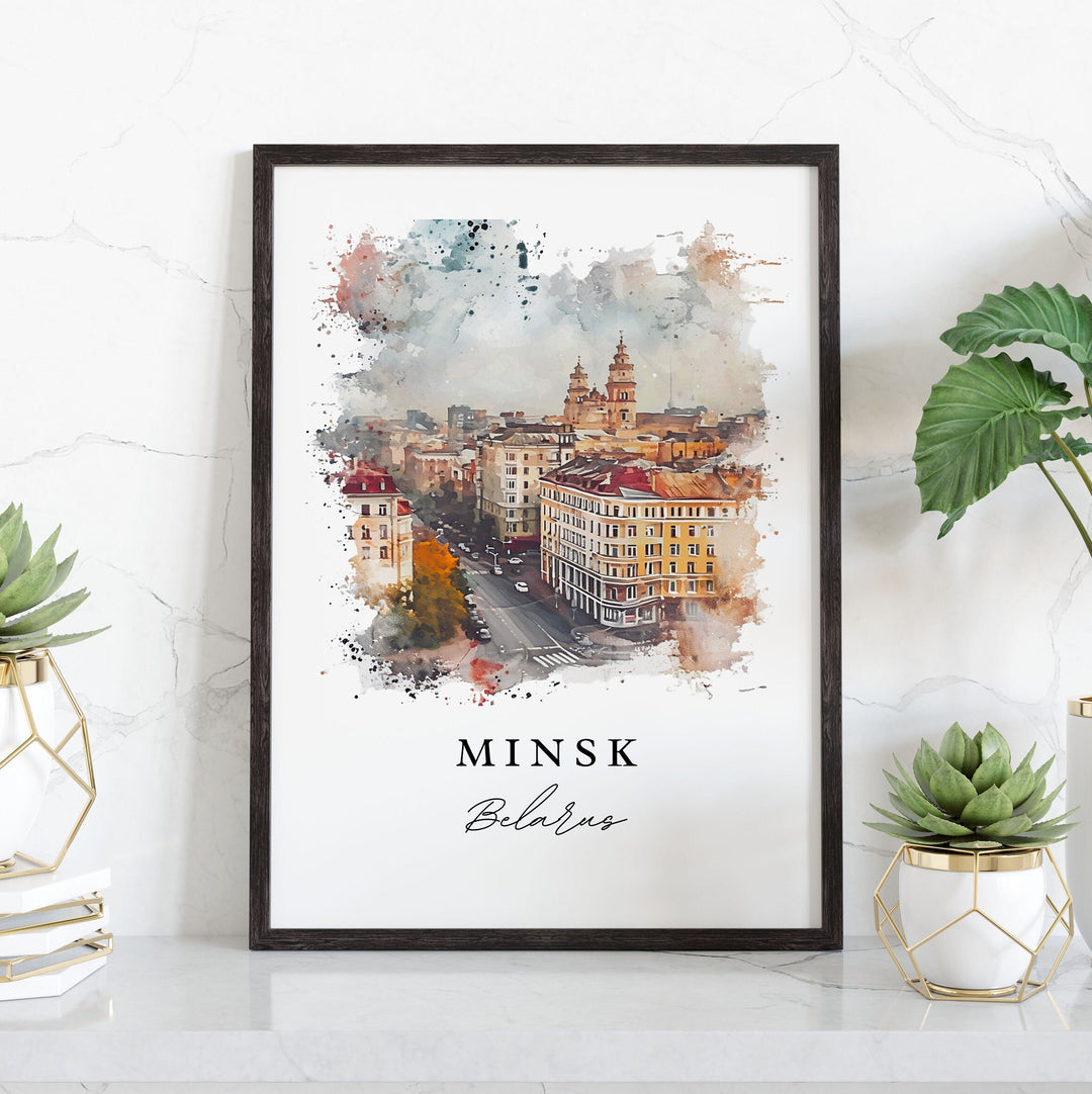 Minsk Belarus wall art - Belarus, Minsk print, Minsk Skyline Wedding gift, Minsk Birthday present, Custom Text, Perfect Gift