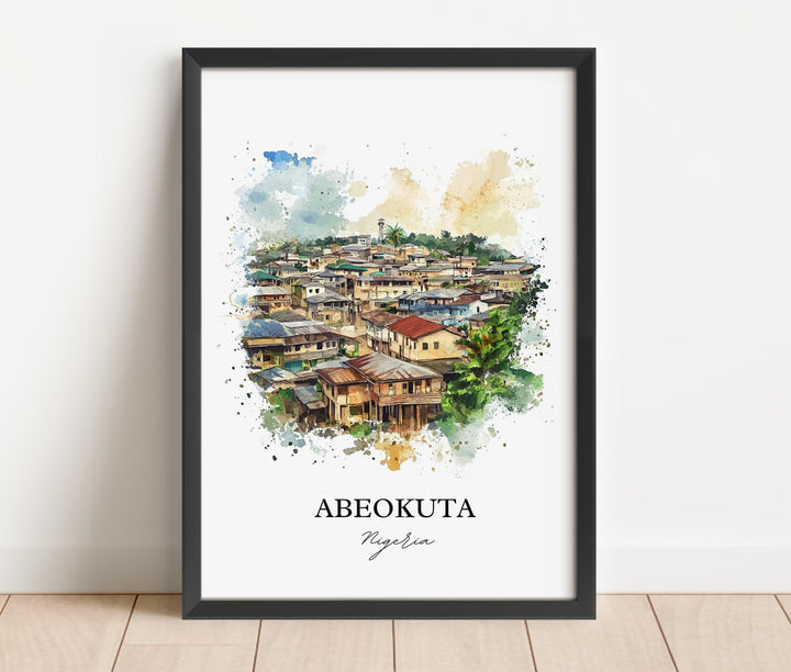 Abeokuta Wall Art, Ogun State Nigeria Print, Nigeria Watercolor Art, Abeokuta Nigeria Gift, Travel Print, Travel Poster, Housewarming Gift