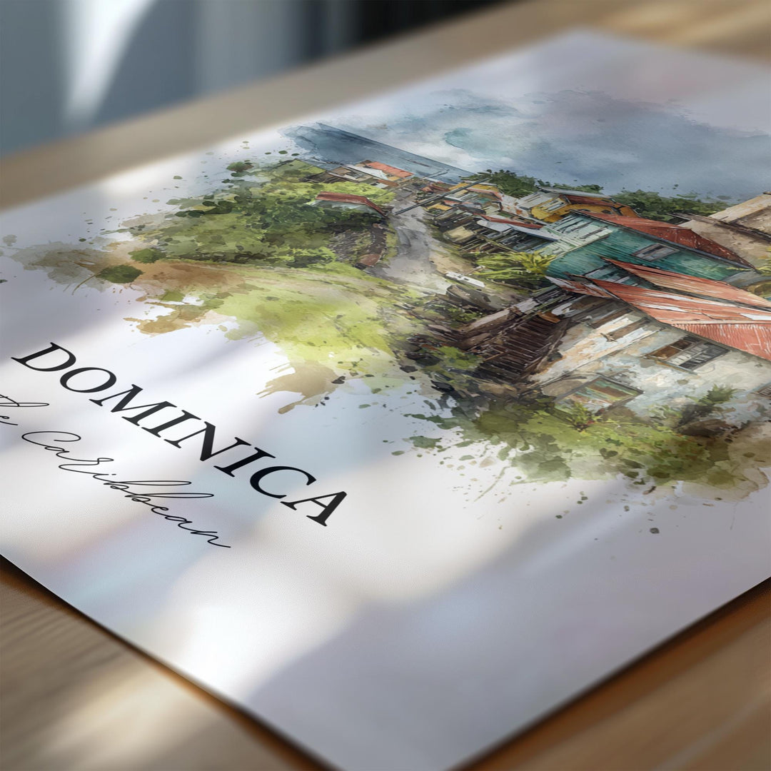 Dominica Wall Art, Dominica Print, Caribbean Watercolor Art, Dominica Gift, Travel Print, Travel Poster, Housewarming Gift