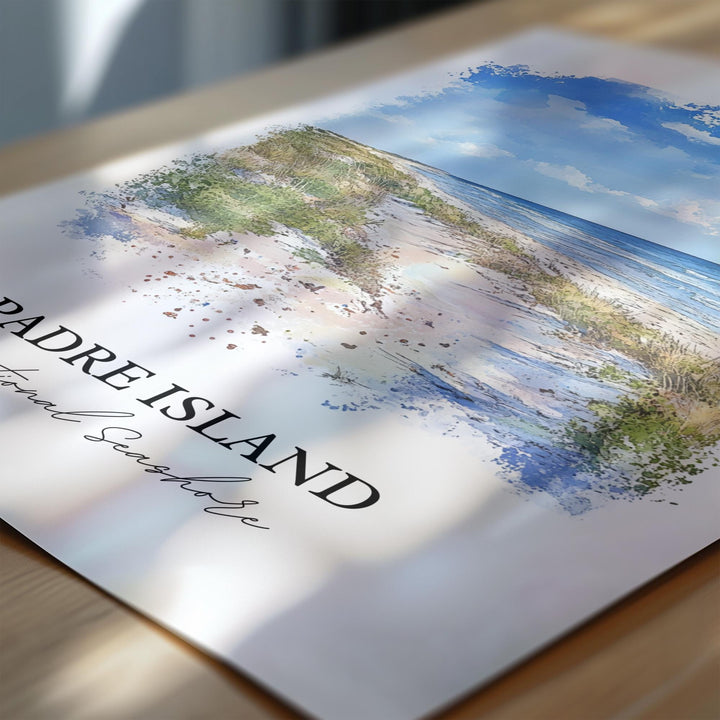Padre Island TX Wall Art, Brownsville Texas Print, Texas Watercolor Art, Padre Island Gift, Travel Print, Travel Poster, Housewarming Gift