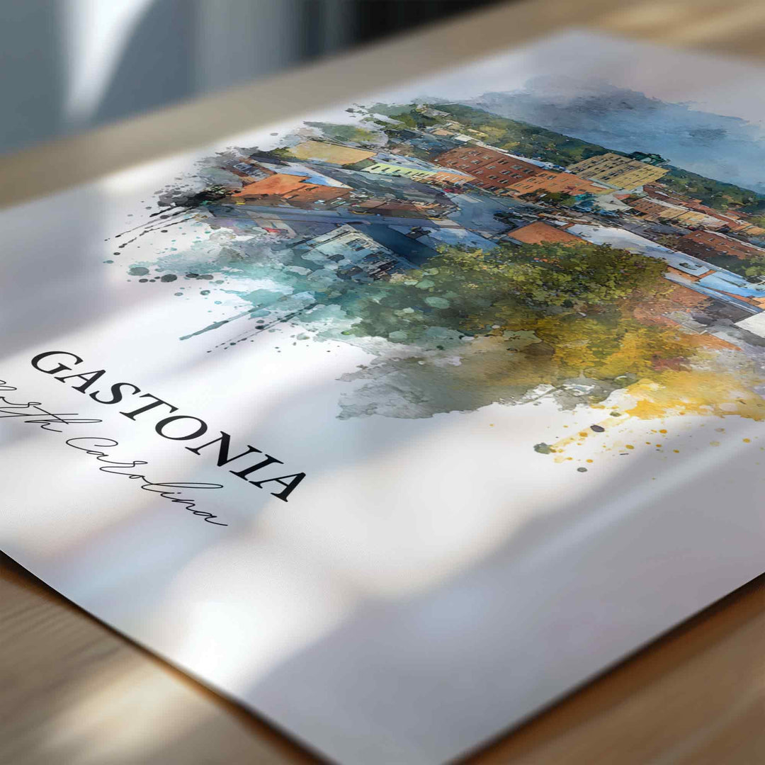 Gastonia, North Carolina – Watercolor Art Print