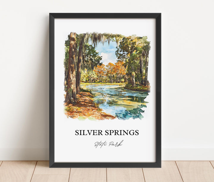 Silver Springs Park Wall Art, Florida Print, Silver Springs Watercolor, Marion County Gift, Travel Print, Travel Poster, Housewarming Gift