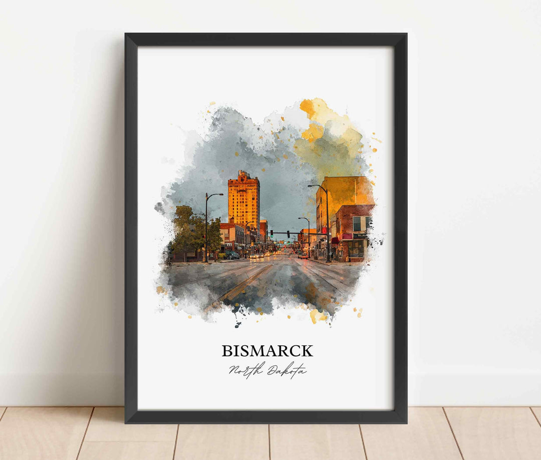 Bismarck, North Dakota Wall Art, Bismarck Print, Bismarck Watercolor Art, North Dakota Gift, Travel Print, Travel Poster, Housewarming Gift