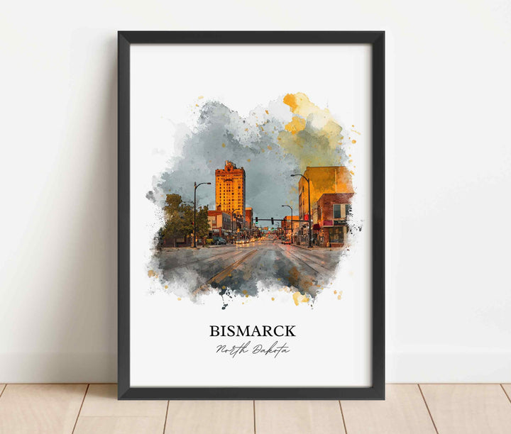 Bismarck, North Dakota Wall Art, Bismarck Print, Bismarck Watercolor Art, North Dakota Gift, Travel Print, Travel Poster, Housewarming Gift