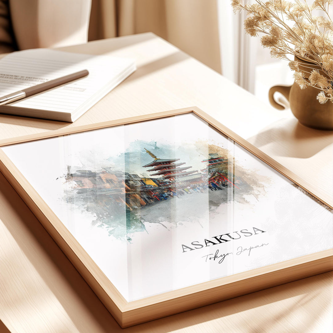 Asakusa Japan Wall Art, Asakusa Print, Asakusa Tokyo Watercolor Art, Tokyo Japan Gift, Tokyo Travel Print, Asakusa Poster, Housewarming Gift