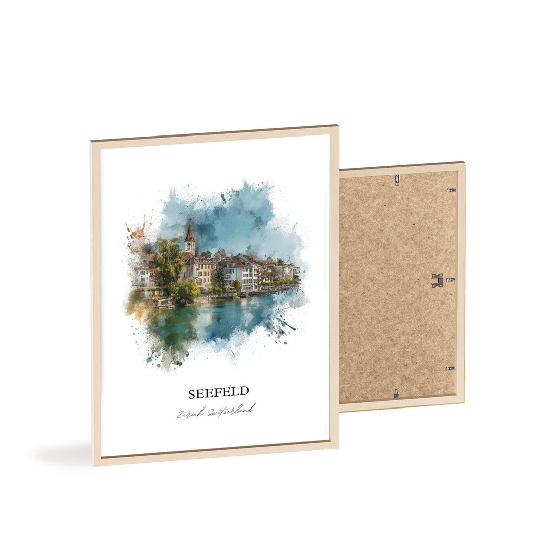 Seefeld Zurich Wall Art, Seefeld Print, Zurich Watercolor Art, Zurich Switzerland Gift, Travel Print, Travel Poster, Housewarming Gift