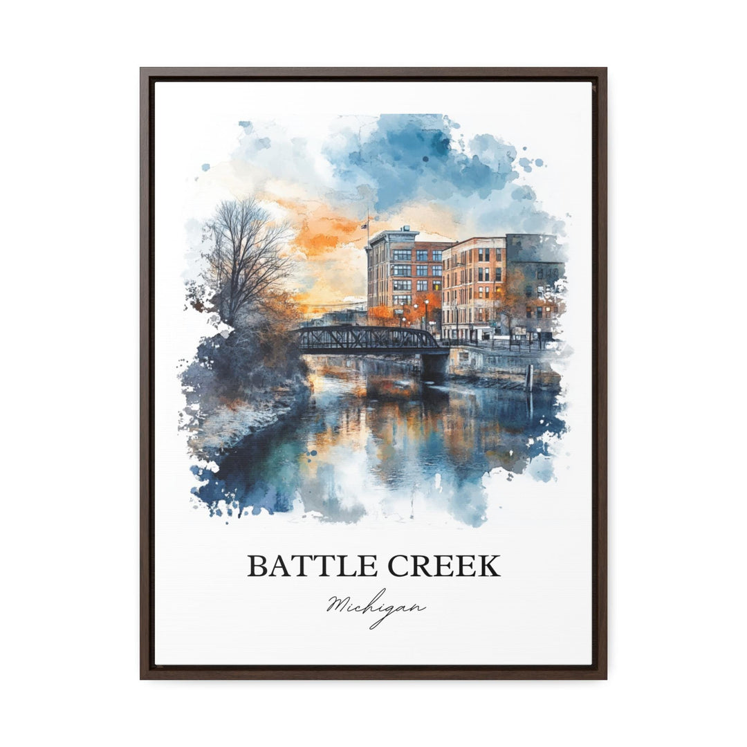 Battle Creek MI Wall Art, Calhoun County Print, Michigan Watercolor, Battle Creek MI Gift, Travel Print, Travel Poster, Housewarming Gift