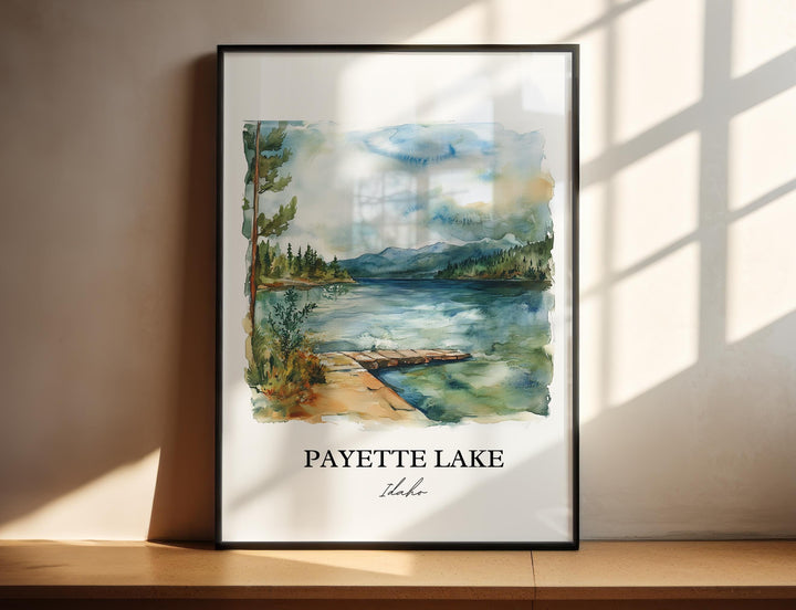 Payette Lake Wall Art, McCall ID Print, Idaho Watercolor Art, Payette Lake Gift, Travel Print, Travel Poster, Housewarming Gift