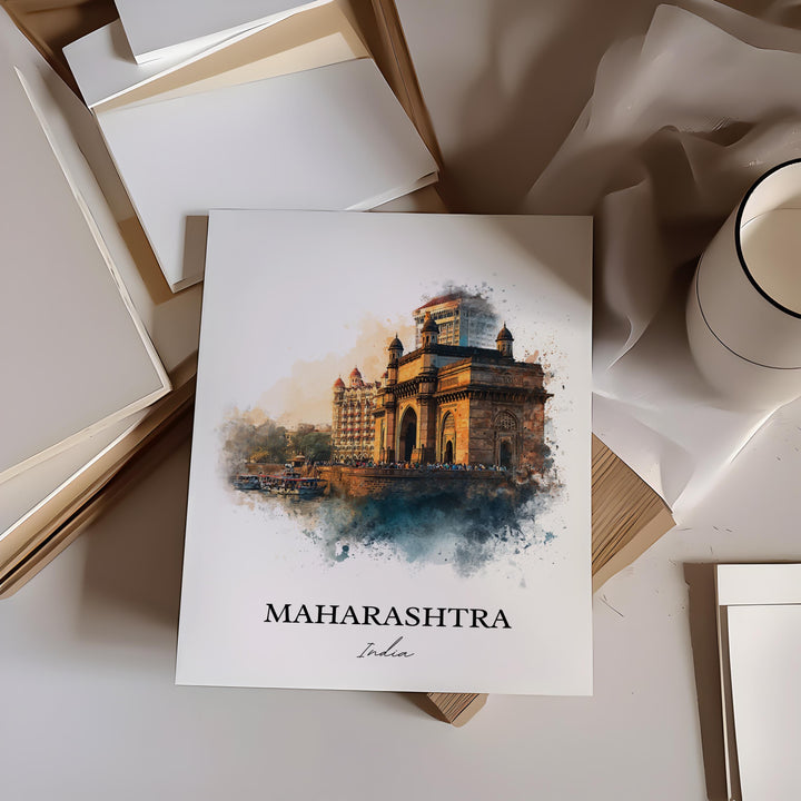 Maharashtra Wall Art, Maharashtra Print, India Watercolor Art, Maharashtra Gift, Maharashtra Travel Print, Travel Poster, Housewarming Gift