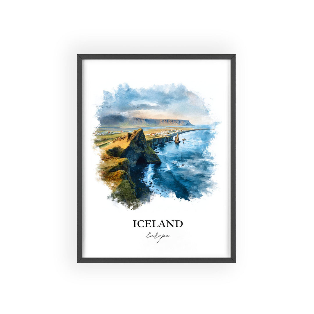 Iceland Wall Art, Iceland Print, Iceland Watercolor Art, Iceland Gift, Travel Print, Travel Poster, Housewarming Gift