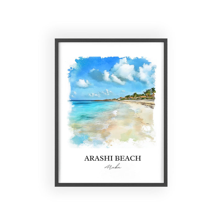 Arashi Beach Wall Art, Noord Aruba Print, Aruba Watercolor Art, Arashi Beach Gift, Travel Print, Travel Poster, Housewarming Gift