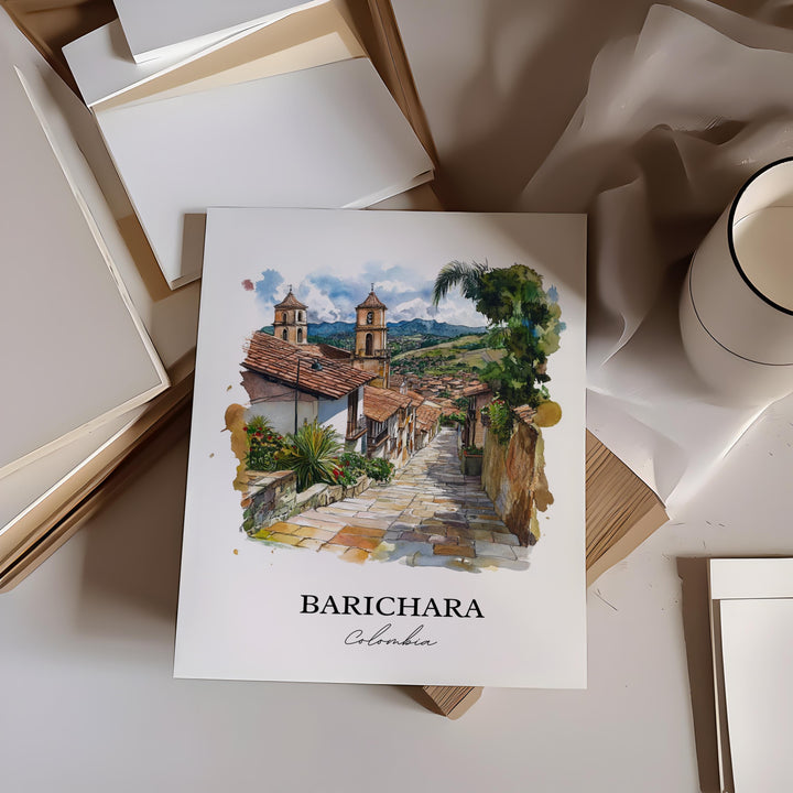 Barichara Wall Art, Colombia Print, Colombia Watercolor Art, Barichara Gift, Travel Print, Travel Poster, Housewarming Gift