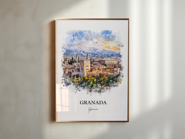 Granada Spain Wall Art, Granada Print, Spain Watercolor Art, Granada Spain Gift, Travel Print, Travel Poster, Housewarming Gift