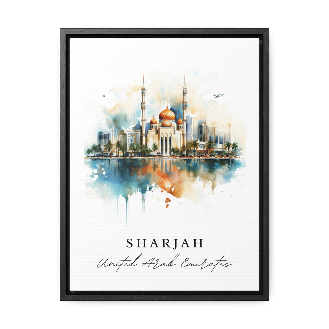 Sharjah traditional travel art - United Arab Emirates, Sharjah poster, Wedding gift, Birthday present, Custom Text, Personalised Gift