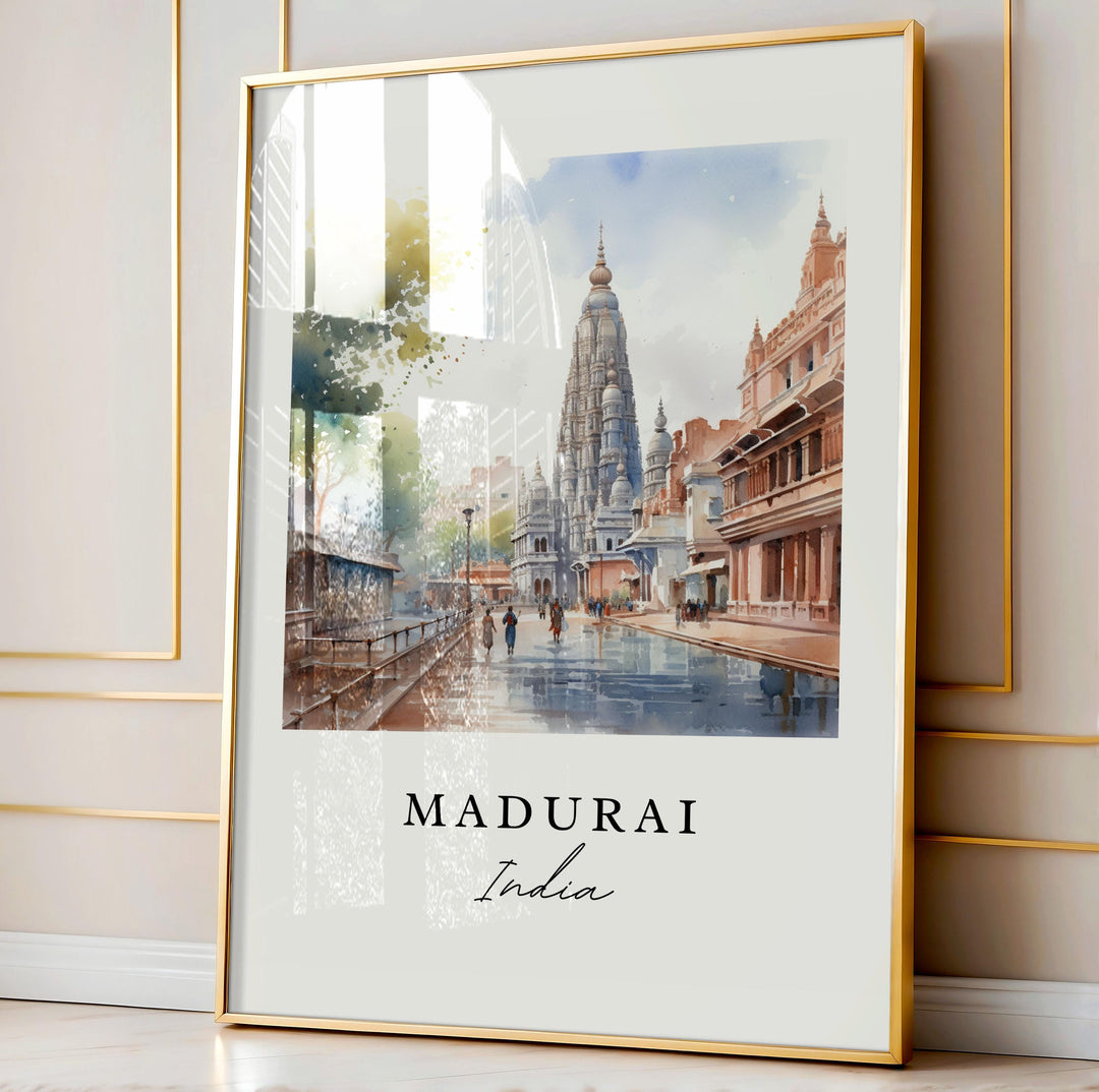 Madurai India wall art - India, Madurai poster, Madurai Wedding gift, Madurai India Birthday present, Custom Text, Personalised Gift