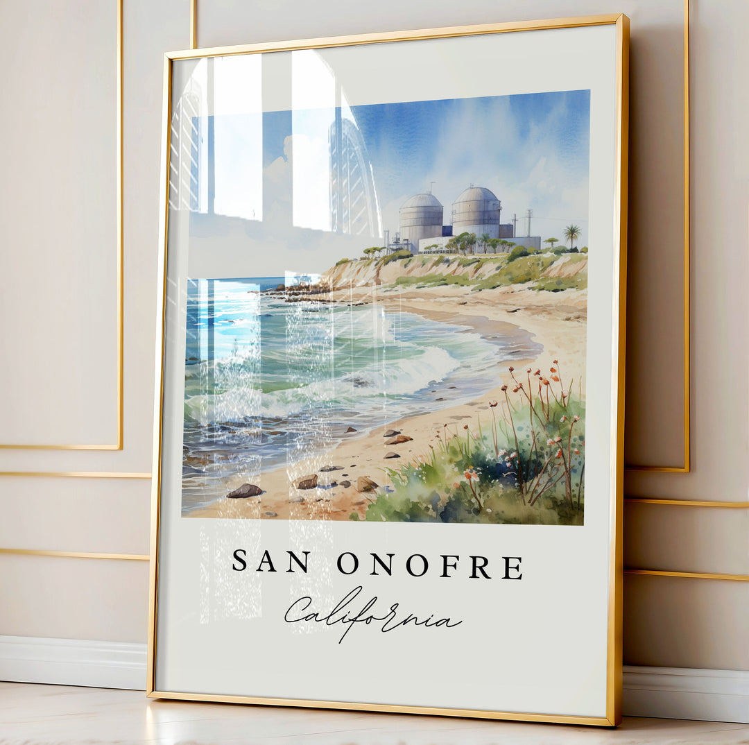 San Onofre CA wall art - San Diego Cali art, San Onofre matte print, Wedding gift, Birthday present, Custom Text, Perfect Gift