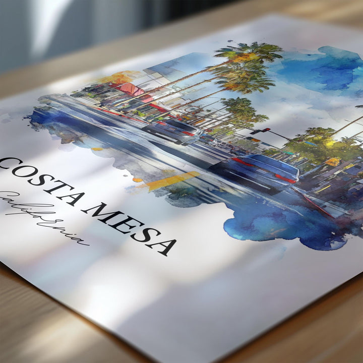 Costa Mesa Wall Art, Orange County Print, Costa Mesa Watercolor Art, Costa Mesa Gift, Travel Print, Travel Poster, Housewarming Gift