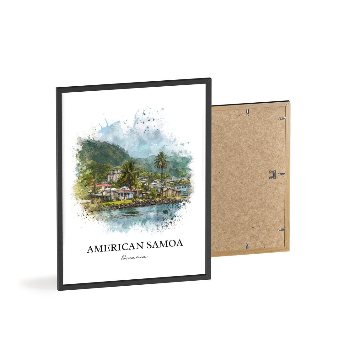 American Samoa Wall Art, Samoa Print, Samoa Watercolor Art, American Samoa Gift, Travel Print, Travel Poster, Housewarming Gift