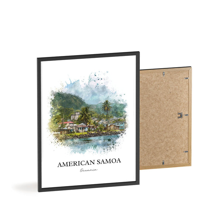 American Samoa Wall Art, Samoa Print, Samoa Watercolor Art, American Samoa Gift, Travel Print, Travel Poster, Housewarming Gift