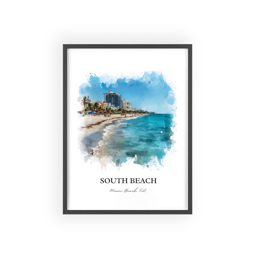 Miami Beach, Florida, USA – Watercolor Art Print