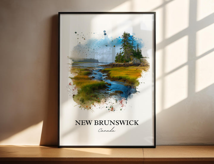 New Brunswick Wall Art, Canada Print, New Brunswick Watercolor Art, NB Canada Gift, Quebec Travel Print, Travel Poster, Housewarming Gift
