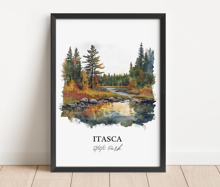 Itasca State Park Art, Park Rapids Print, Minnesota Watercolor Art, Itasca State Park Gift, Travel Print, Travel Poster, Housewarming Gift