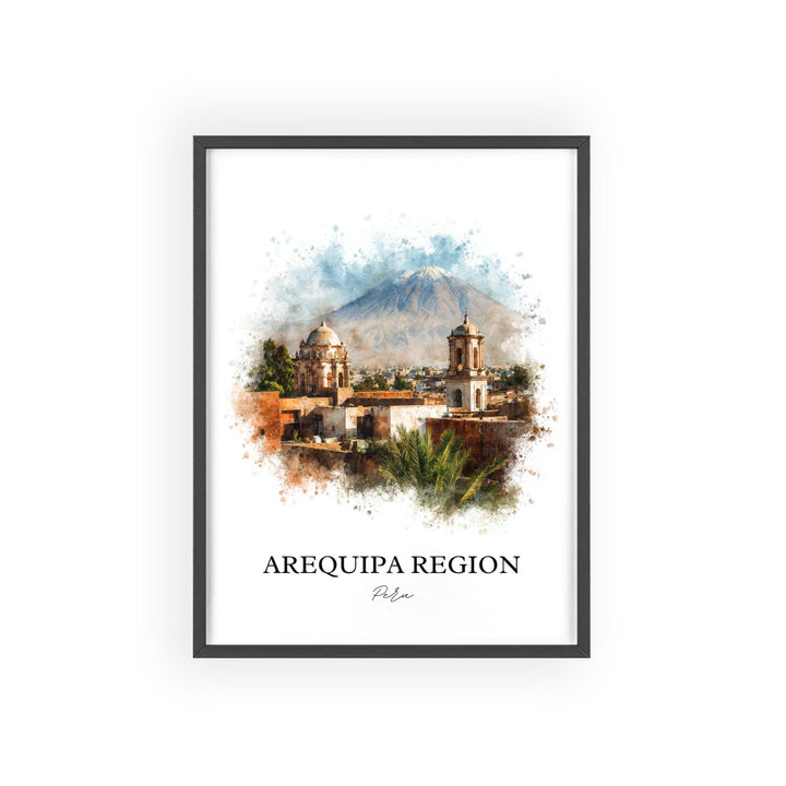 Arequipa Region Wall Art, Peru Print, Peru Watercolor Art, Arequipa Peru Gift, Travel Print, Travel Poster, Housewarming Gift