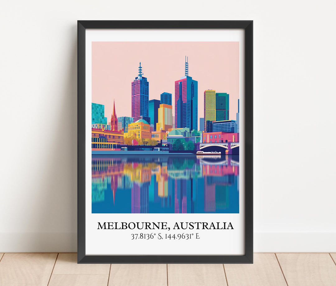 Melbourne Art, Melbourne Retro Travel Art, Melbourne Home Decor, Melbourne Gift, Australia Travel Art, Travel Prints, Housewarming Gift