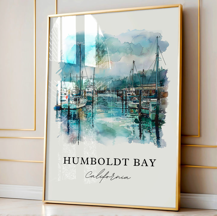Humboldt Bay Wall Art, Humboldt CA Print, Humboldt Bay Watercolor, Humboldt California Gift,