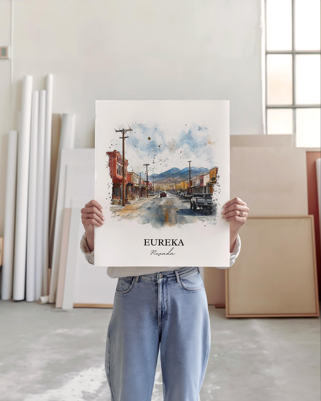 Eureka NV Wall Art, Eureka Nevada Print, Nevada Watercolor, Eureka Nevada Gift, Travel Print, Travel Poster, Housewarming Gift