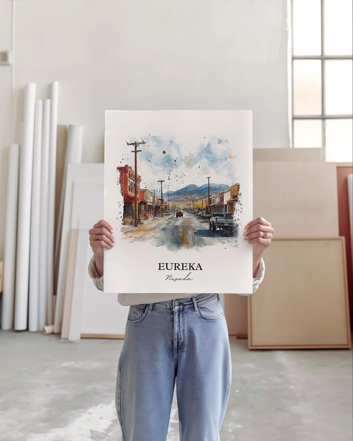 Eureka NV Wall Art, Eureka Nevada Print, Nevada Watercolor, Eureka Nevada Gift, Travel Print, Travel Poster, Housewarming Gift