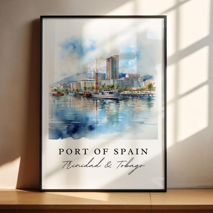 Port of Spain wall art - Trinidad and Tobago, Port of Spain poster, Trinidad Tobago Wedding gift, Birthday present, Custom Text