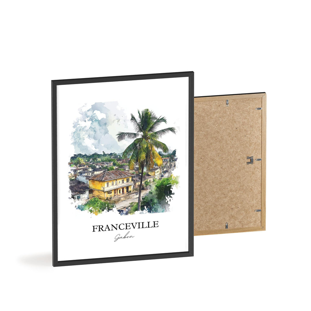 Franceville Wall Art, Franceville Gabon Print, Gabon Watercolor Art, Gabon Gift, Travel Print, Travel Poster, Housewarming Gift