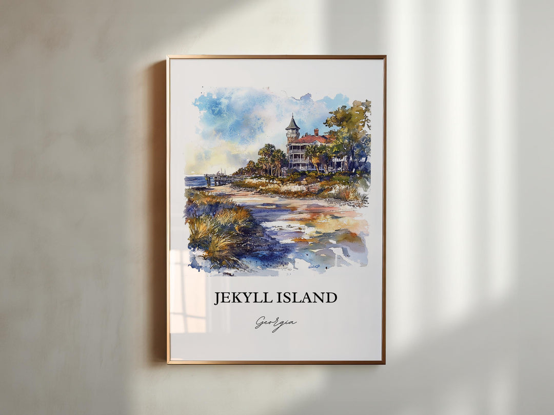 Jekyll Island Wall Art, Glynn County Print, Sea Islands GA Watercolor, Jekyll Island Gift, Travel Print, Travel Poster, Housewarming Gift
