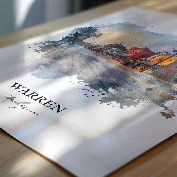 Warren, Michigan – Watercolor Art Print