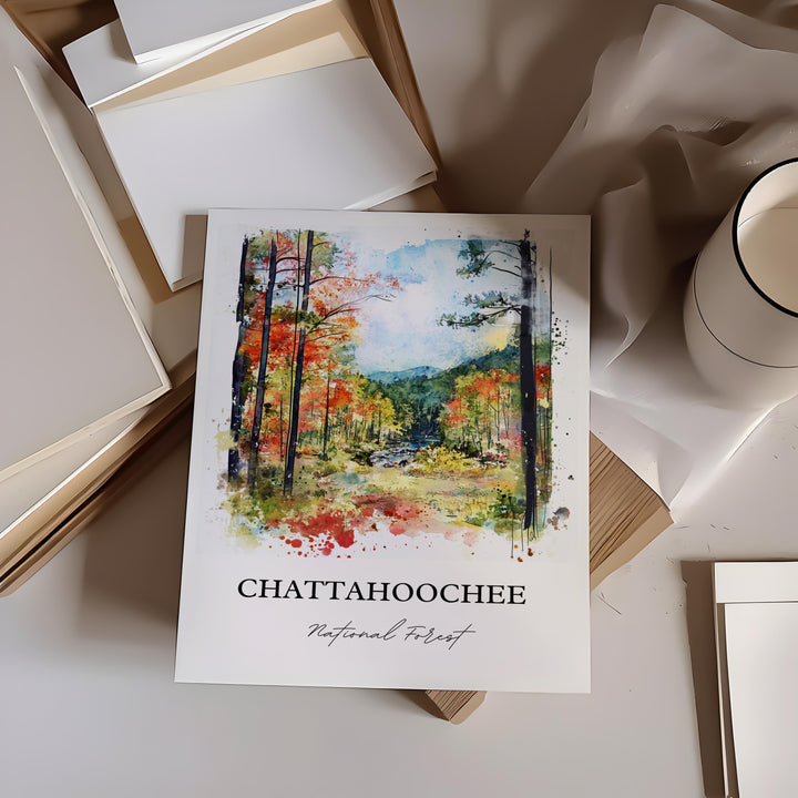Chattahoochee Forest Art, Gainesville GA Print, Oconee Georgia Artwork, Chattahoochee Gift, Travel Print, Travel Poster, Housewarming Gift