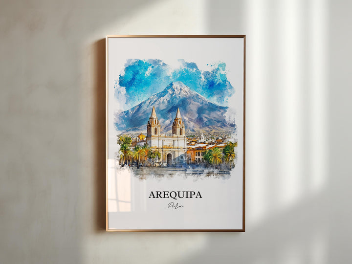 Arequipa Wall Art, Arequipa Region Print, Peru Watercolor Art, Arequipa Peru Gift, Travel Print, Travel Poster, Housewarming Gift