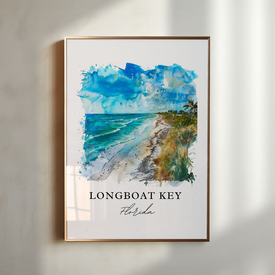 Longboat Key Art, Longboat Key FL Print, Longboat Key Watercolor, Longboat Key Florida Gift, Travel Poster, Housewarming Gift