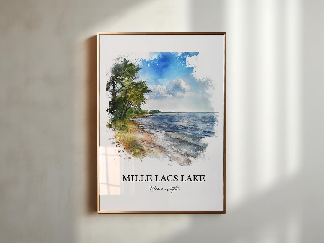 Mille Lacs Lake Wall Art, Onamia Print, Minnesota Watercolor Art, Mille Lacs Lake Gift, Travel Print, Travel Poster, Housewarming Gift
