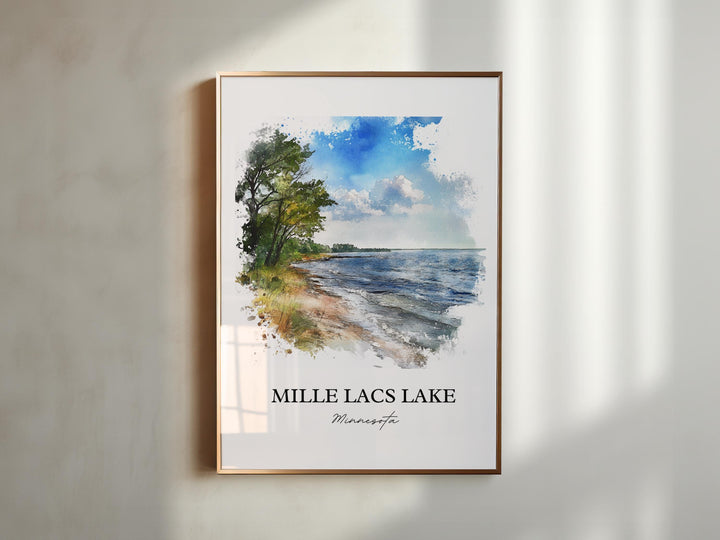Mille Lacs Lake Wall Art, Onamia Print, Minnesota Watercolor Art, Mille Lacs Lake Gift, Travel Print, Travel Poster, Housewarming Gift